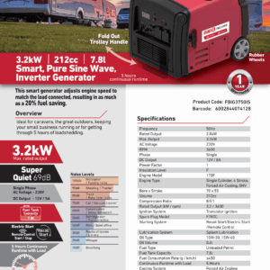 3.2kW 212cc 7.8l Smart, Pure Sine Wave, Inverter Generator