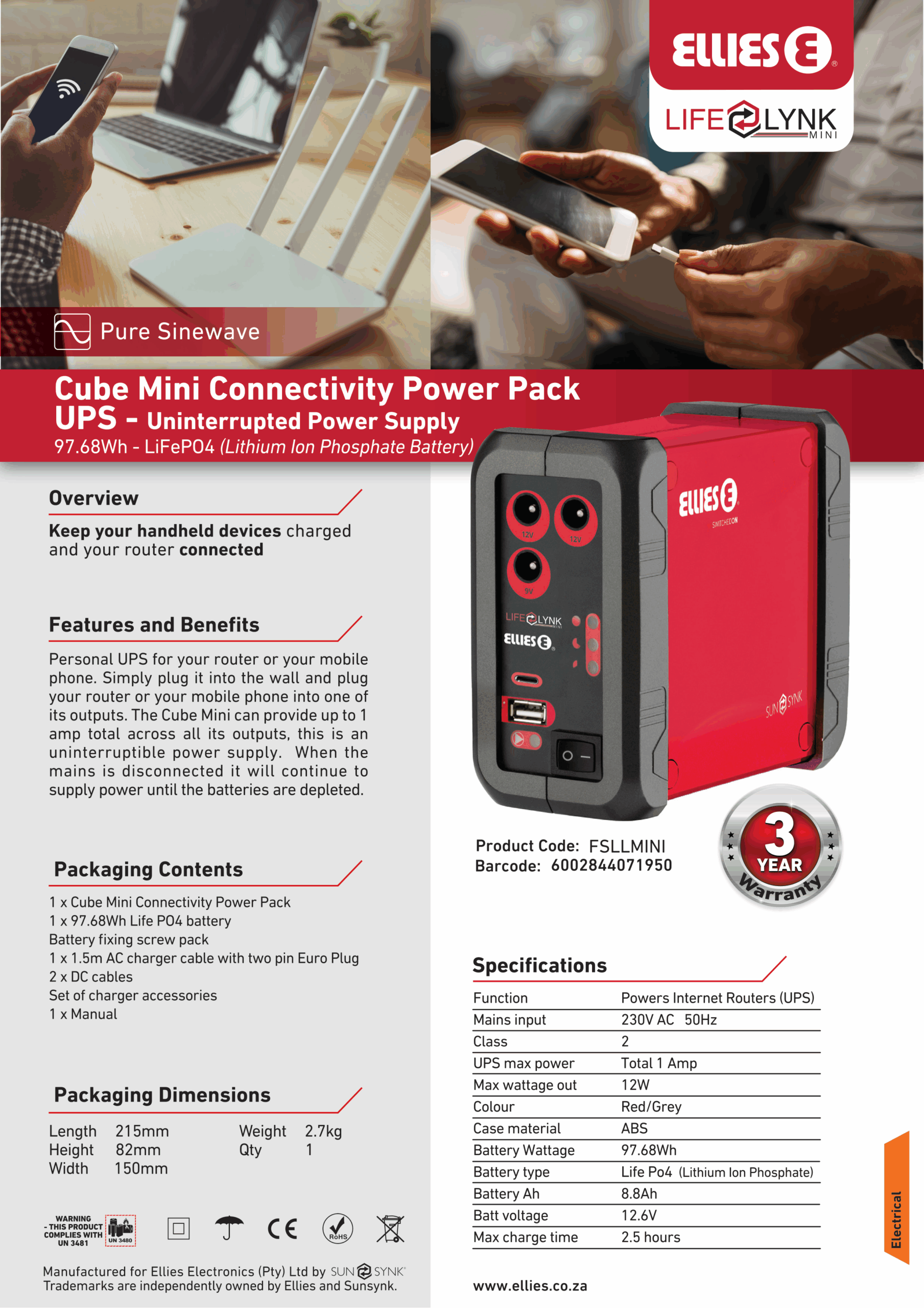 Cube Mini Connectivity Power Pack UPS