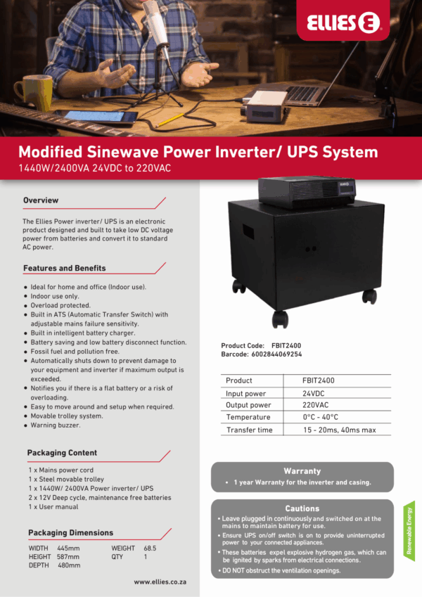 Modified Sinewave Power Inverter/UPS System