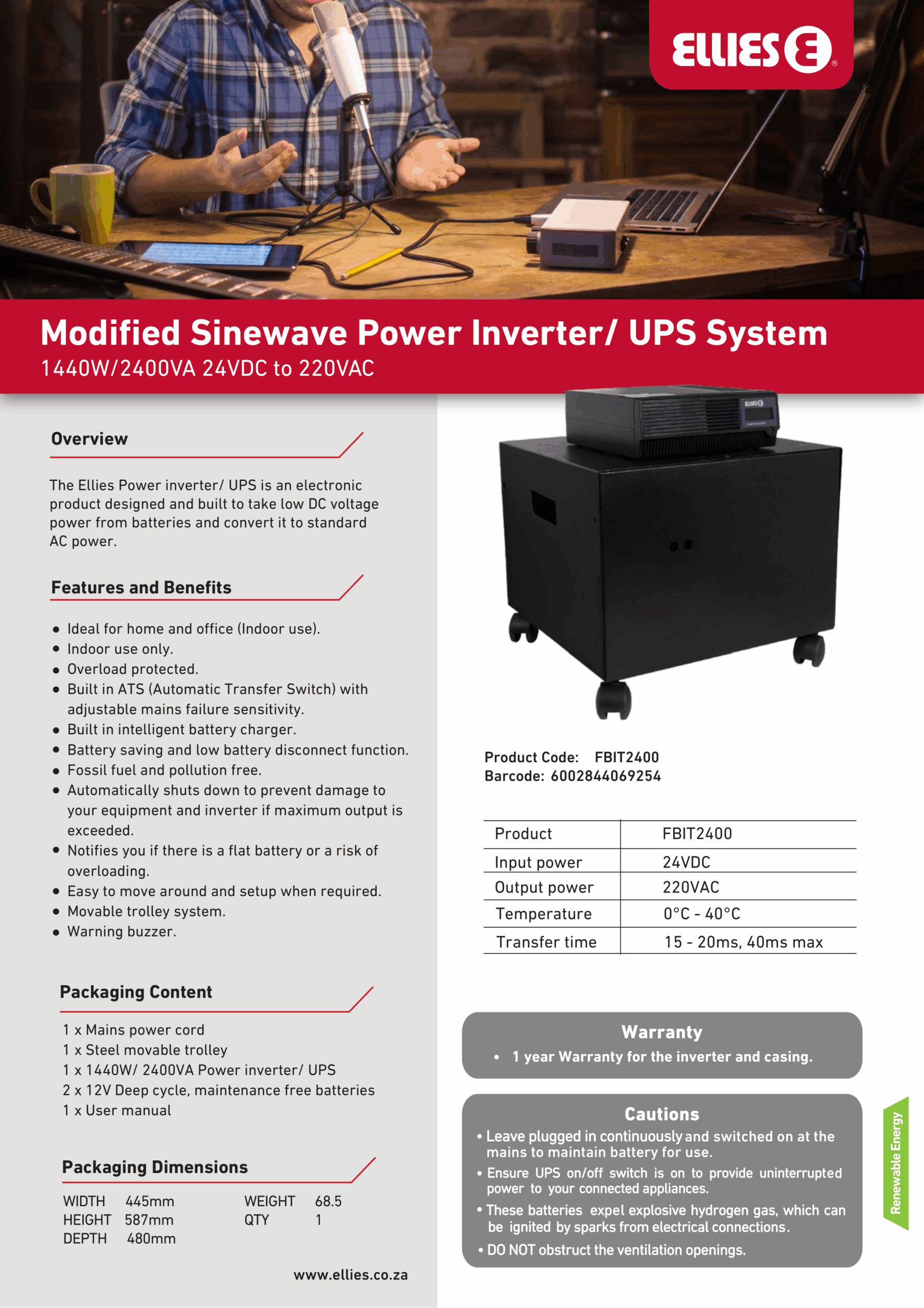Modified Sinewave Power Inverter/UPS System