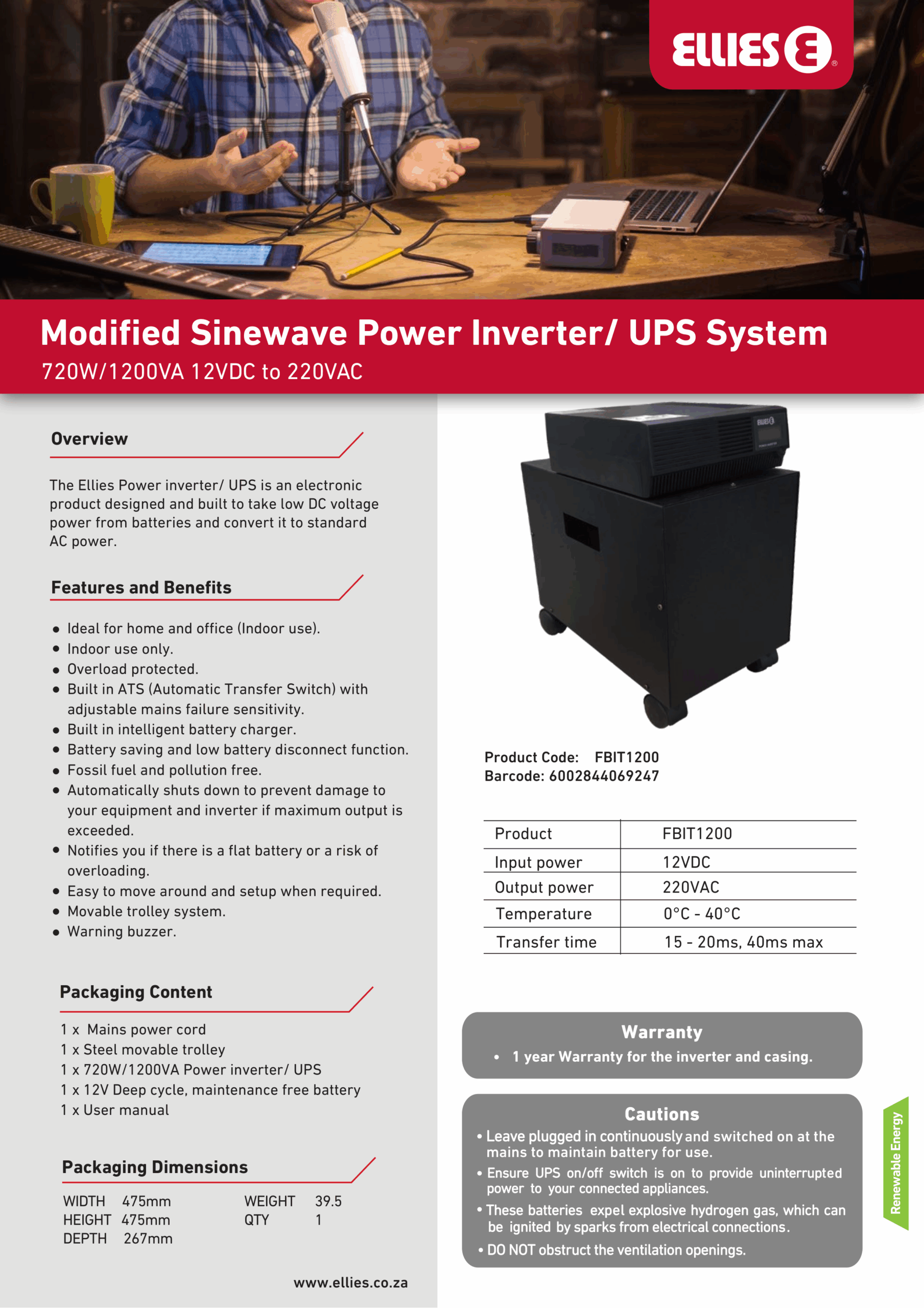 Modified Sinewave Power Inverter/UPS System