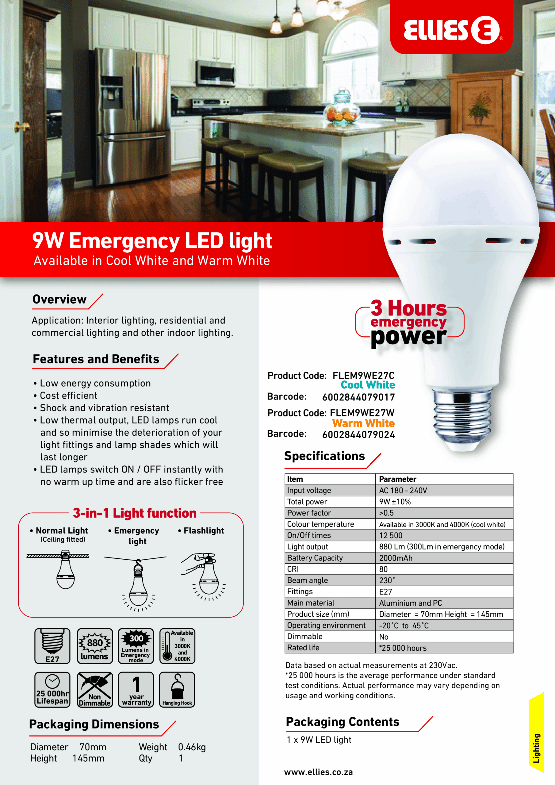 9W Emergency LED Light