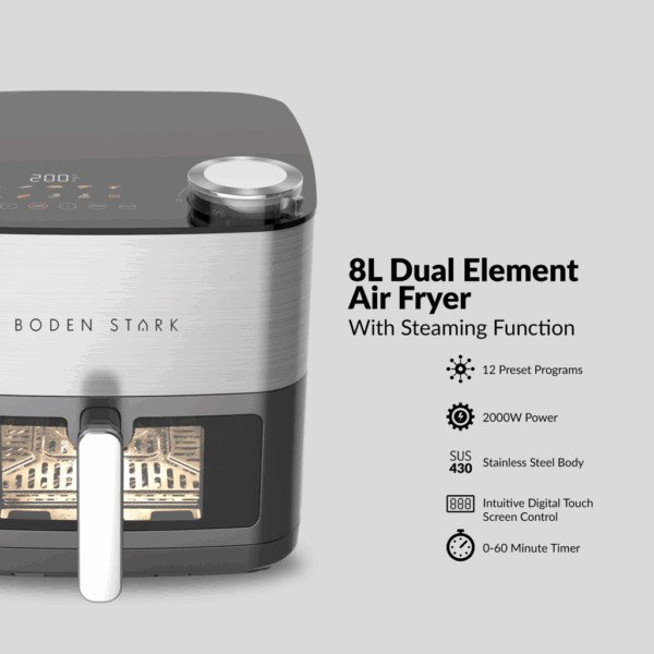 Boden Stark 8L Dual Element Air fryer with Steaming Function - Image 5