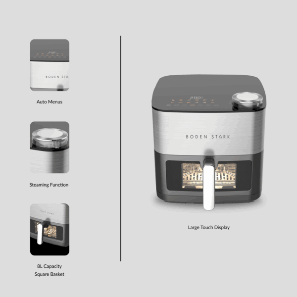 Boden Stark 8L Dual Element Air fryer with Steaming Function - Image 4