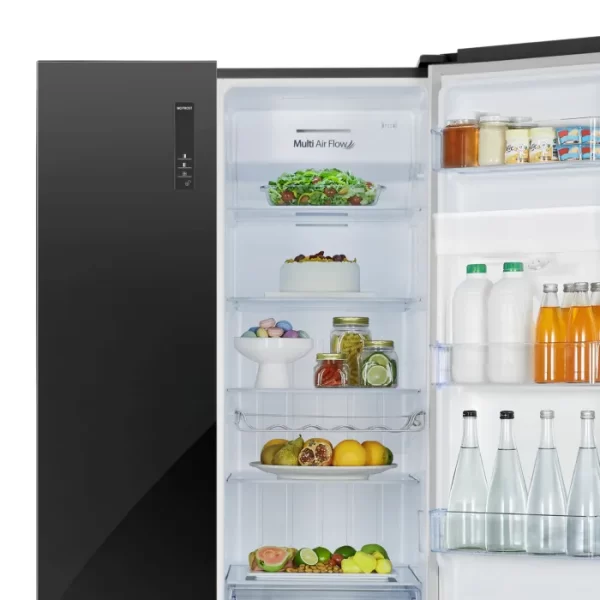 Hisense 514L Side By Side Fridge, Black Glass H670SMIB-WD - Image 4