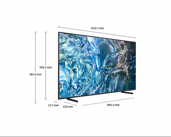 SAMSUNG 55" QLED TV 100% COLOUR VOLUME (QUANTUM DOT), QUANTUM PROCESSOR LITE 4K, QUANTUM HDR, HDR 10+, MOTION XCELERATOR, AIRSLIM DEISGN, SMART TV (TIZEN OS), ADAPTIVE SOUND, AMBIENT MODE, OTS LITE, Q-SYMPHONY,20W (2.0CH) SOUND OUTPUT, BLUETOOTH, HDMI X 3
