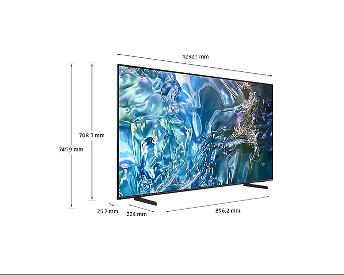 SAMSUNG 55" QLED TV 100% COLOUR VOLUME (QUANTUM DOT), QUANTUM PROCESSOR LITE 4K, QUANTUM HDR, HDR 10+, MOTION XCELERATOR, AIRSLIM DEISGN, SMART TV (TIZEN OS), ADAPTIVE SOUND, AMBIENT MODE, OTS LITE, Q-SYMPHONY,20W (2.0CH) SOUND OUTPUT, BLUETOOTH, HDMI X 3