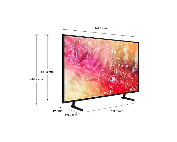 SAMSUNG 43" UHD TV PUR COLOR, CRYSTAL PROCESSOR 4K ENGINE, HDR 10+ (SUPPORT), UHD DIMMING, MOTION XCELERATOR, SMART TV (TIZEN OS), ADAPTIVE SOUND, AUTO GAME MODE, Q-SYMPHONY, OTS LITE, SLIM LOOK DESIGN, 20W (2.0CH) SOUND OUTPUT, BLUETOOTH, HDMI X 3, USB X