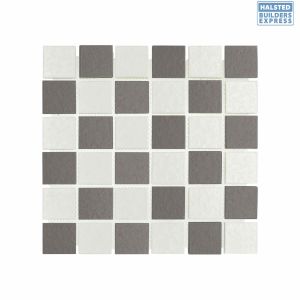 Tile Falcon Porcelain Mosaic Checkered Wht Light Grey FT114
