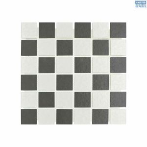 Tile Falcon Porcelain Mosaic Checkered Wht Dark Grey FT115